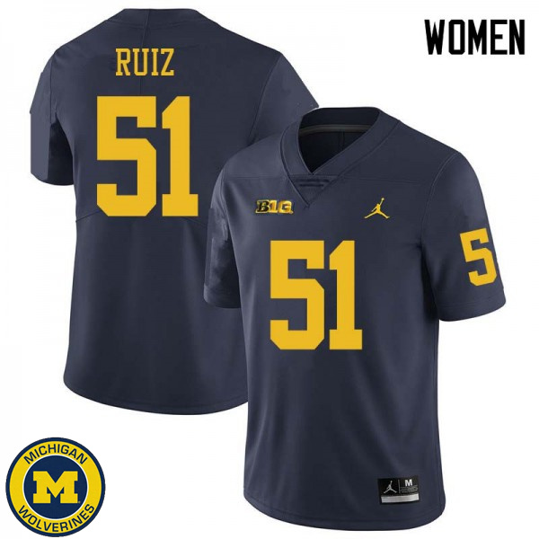 Women University of Michigan #51 Cesar Ruiz Navy Jordan Brand Official Game Jersey